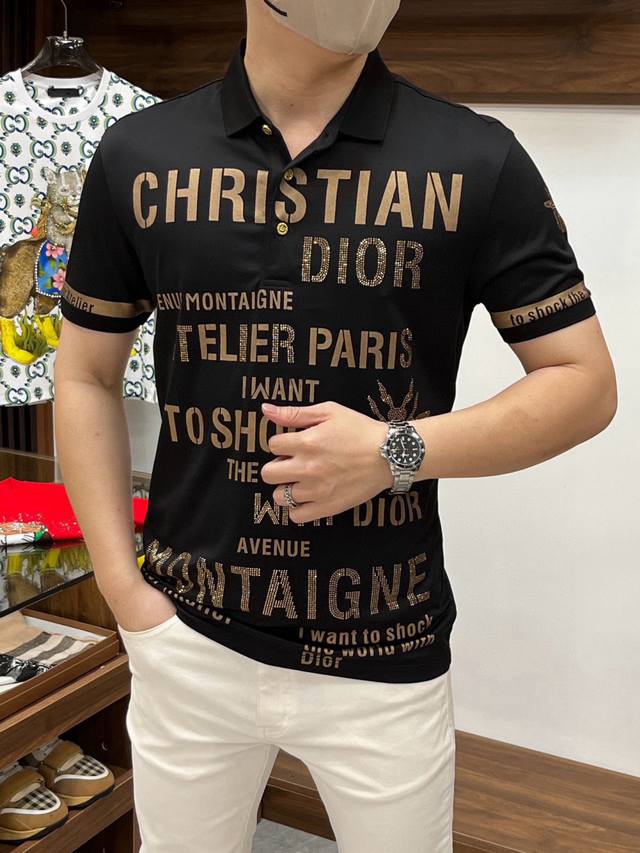 Dior - High-end luxury items 2025Ss summer counter fashion hot lapel T-shirt, ca