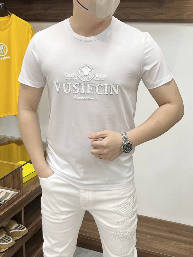 Versace-2540Ss Summer new counter fashion hit round neck T-shirt, casual and fas