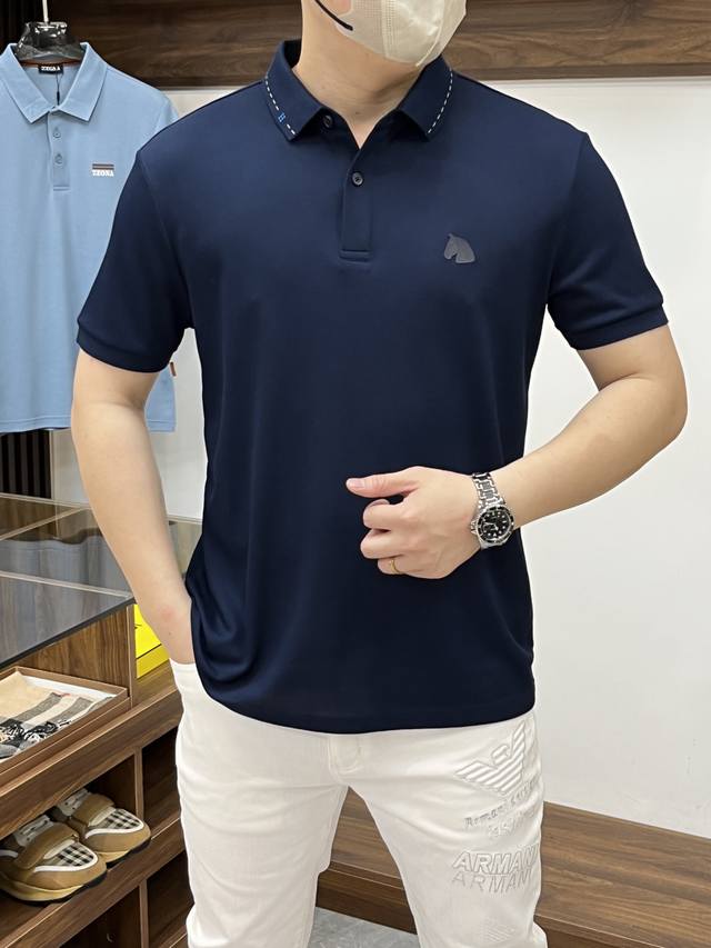 Hermes-2540Ss Summer new counter fashion hot lapel T-shirt, casual and fashionab