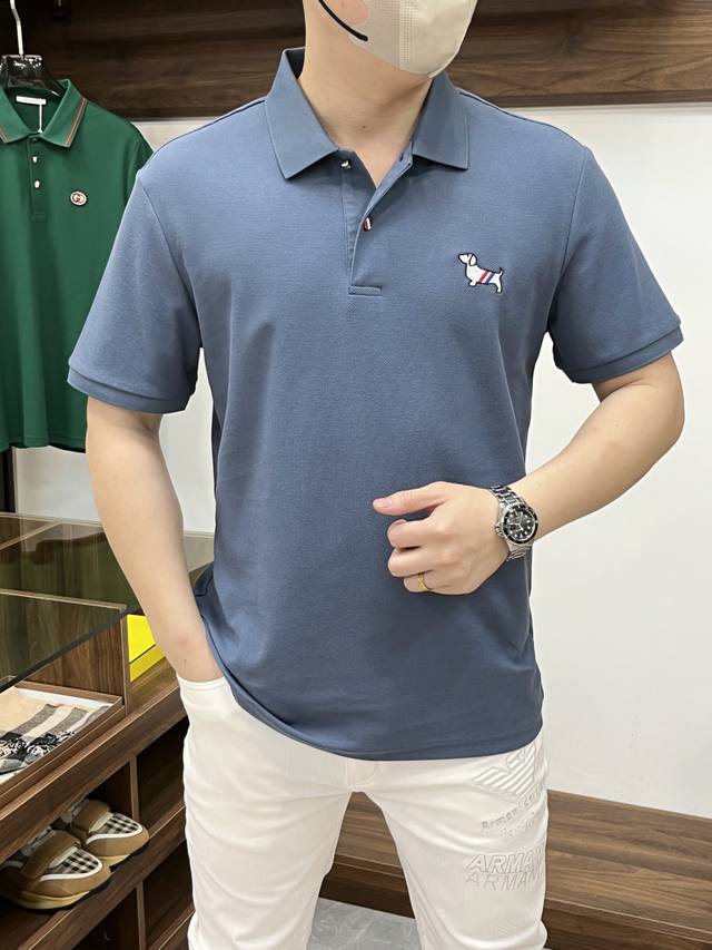 Tb Thom Browne-2540Ss Spring new fashion hot lapel T-shirt, casual and fashionab