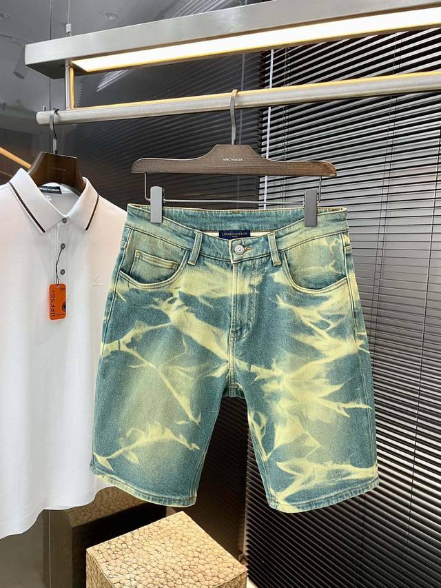 Louis Vuit 2025 new denim shorts Imported denim pure cotton denim fabric with be