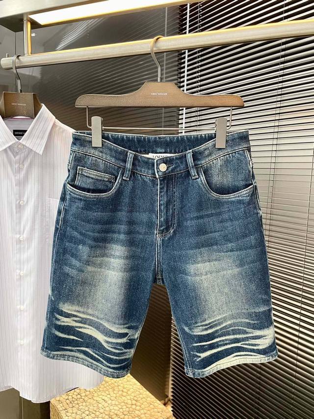 Loewe 2025 new denim shorts Imported denim pure cotton denim fabric with beautif