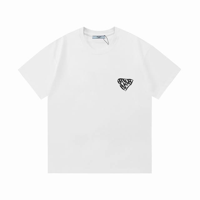 Prada 2025 new style graffiti letters logo on the front and back Unisex short-sl