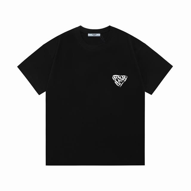 Prada 2025 new style graffiti letter logo on the front and back Unisex short-sle