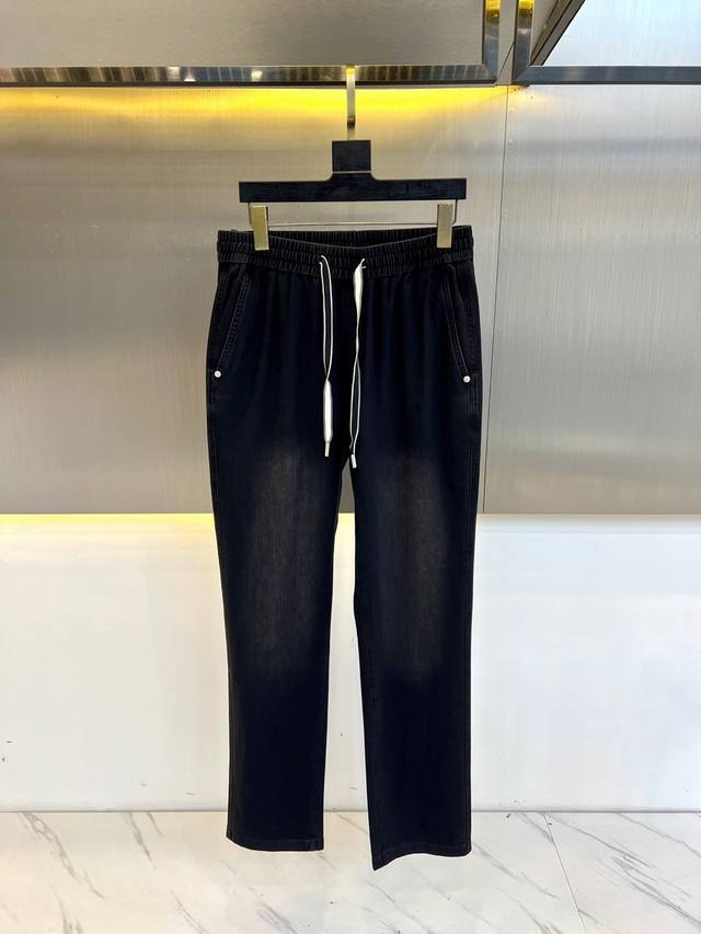 Lowe, 25S spring new elastic drawstring casual jeans, high-end custom fabric 70%