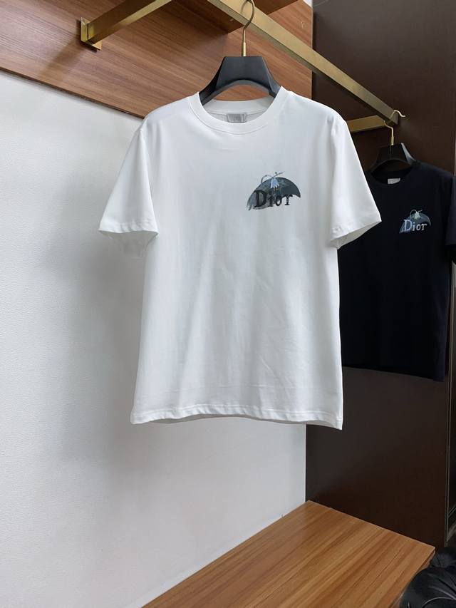 Dior Ss new technology logo pure cotton wide version round neck men's short-slee