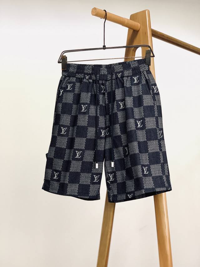 Louisvuitton 2025Ss Spring/Summer New Product Checkerboard Jacquard Denim Shorts
