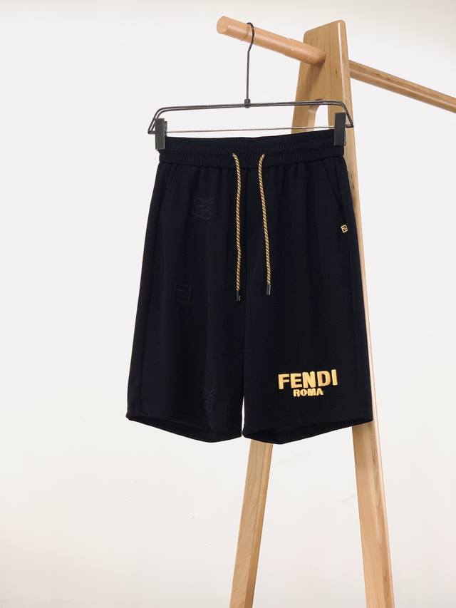 Fendi 2025Ss Spring and Summer New Product Embroidered shorts, double-layer knit