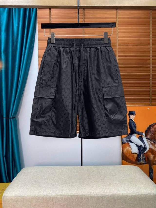 Gucci three-label complete 2025 summer new men's casual double-sided shorts, hig
