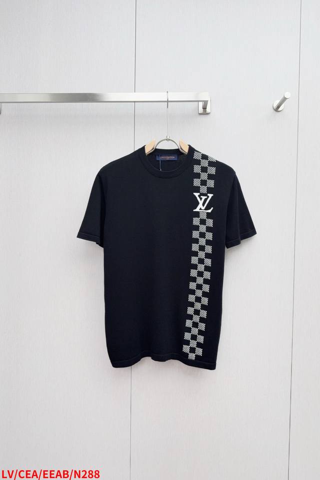 N288 Lv Louis Vuitton 2025Ss new racing plaid knitted short-sleeved T-shirt, cus