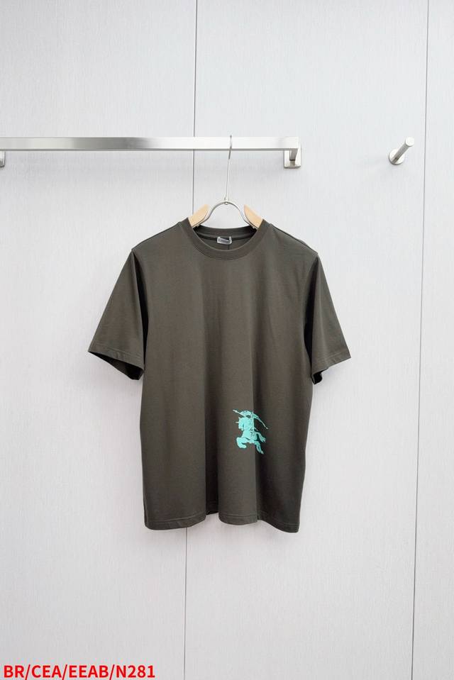 N281 Brburberry Knight Horse Print Short Sleeve T-shirt, made of 32-count 250G p