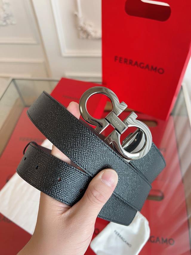 Ferragamo 3.5cm original leather. Precision brass hardware upgraded version NFC