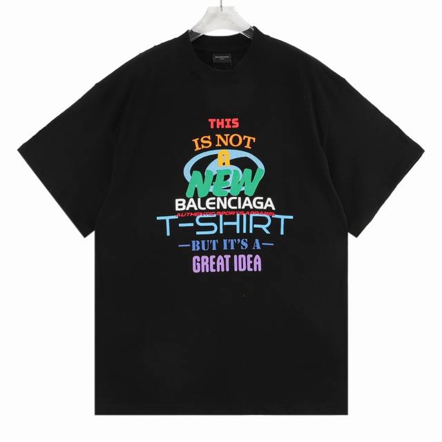 Balenciaga New Idea Printed Round Neck Short Sleeve Made of 24S double yarn vint