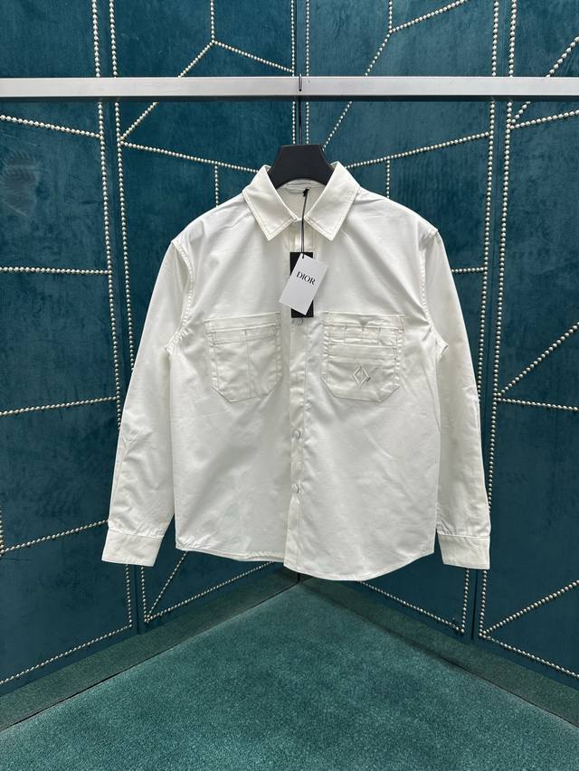 Dior 25Ss Autumn Men's Collection Cotton Twill Embroidered Shirt Men's High Vers