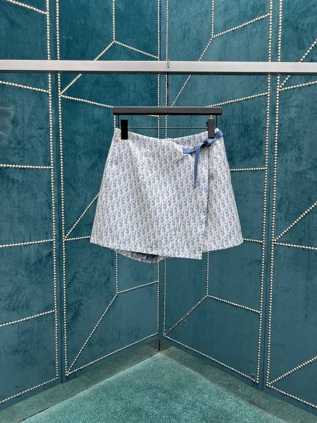 Dior 25Ss new Oblique jacquard fabric patchwork design culottes Made of blue tec