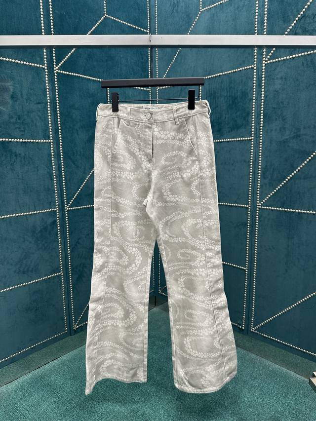 Chanel 25Ss new Coco Beach series Logo printed denim jeans for women Size: SML