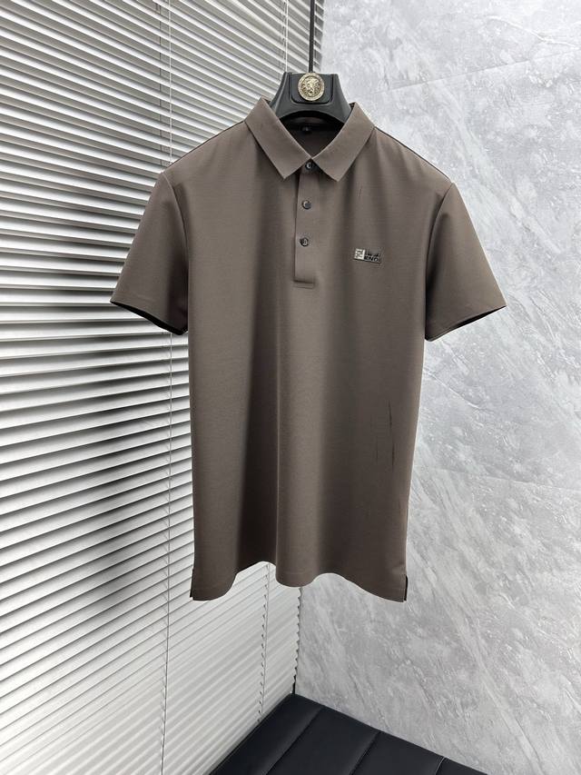 Fen''SS25 new summer lapel Polo shirt. High-quality piqu