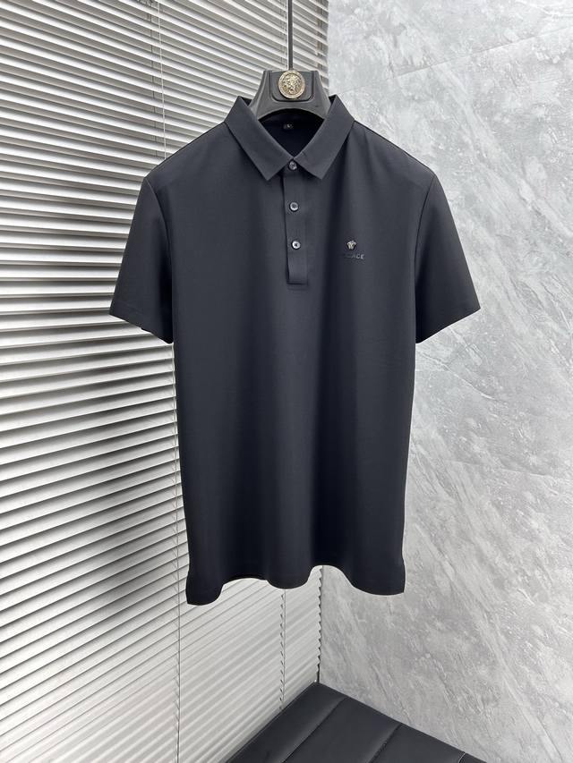 Vers* Versace Ss25 new summer lapel Polo shirt. High-quality piqu