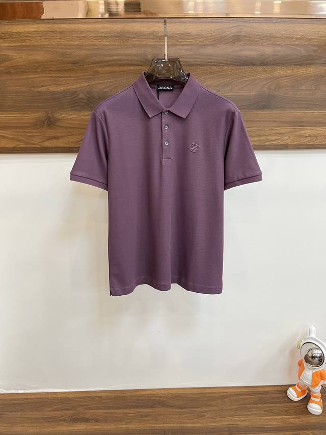 Zegna 2025Ss early spring new release Zegenia lapel T-shirt, Logo embroidery, co