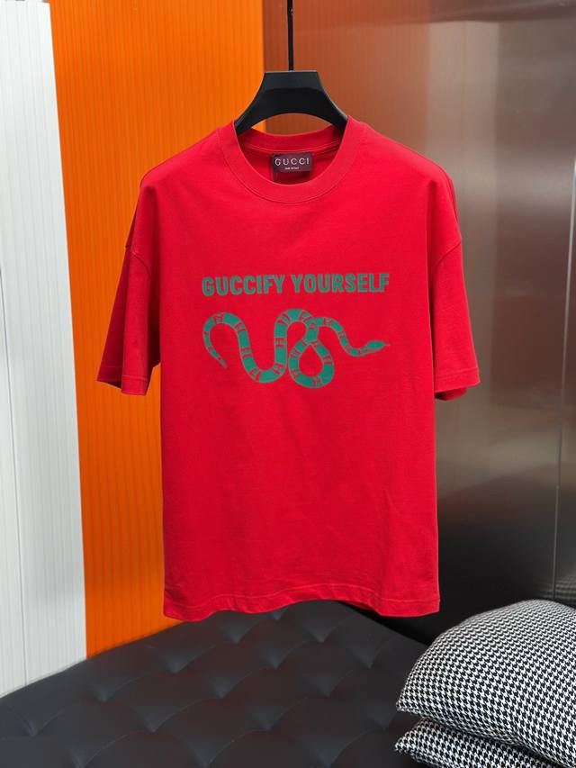 Gucci 2025 Spring and Summer new unisex couple casual loose cotton round neck sh
