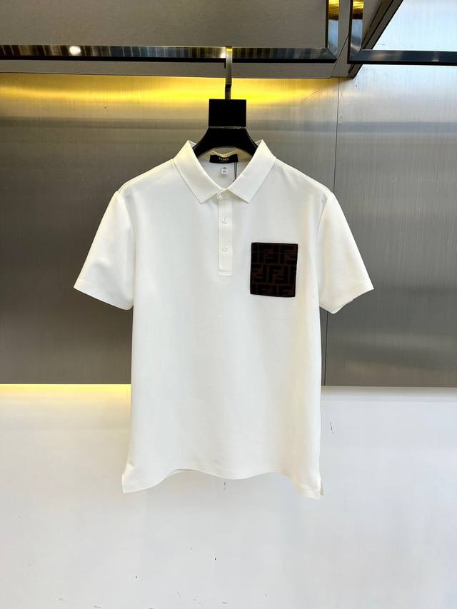 Fendi, 2025 spring and summer new men's lapel pullover short-sleeved sweater sli