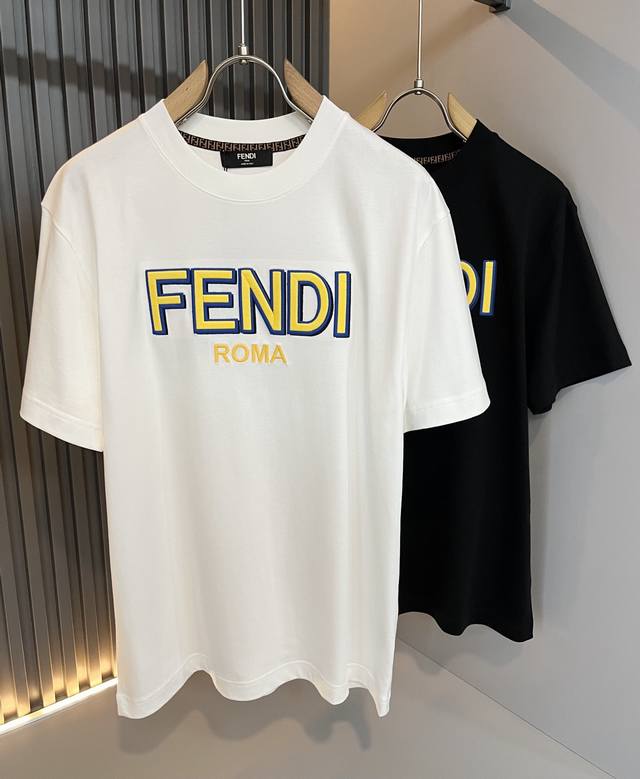 Fen*I Fendi 2025 Spring and Summer new Fd family Ff men's and women's short-slee