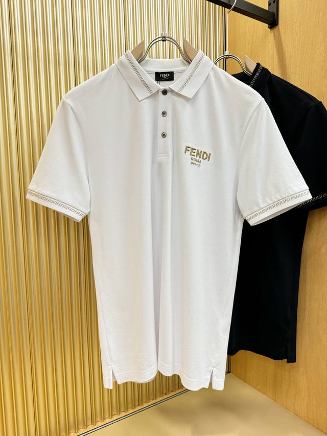 Fendi 2025 official spring and summer new men's lapel short-sleeved Polo shirt,