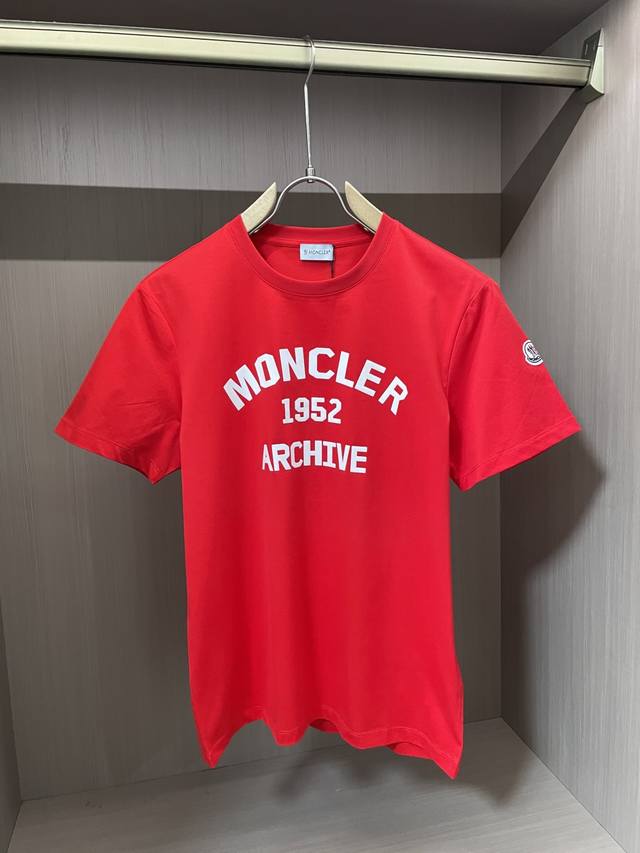 Moncler 2025 Spring and Summer new letter flocked short-sleeved T-shirt; customi