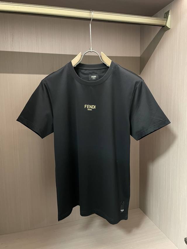 Fendi 2025 Spring/Summer new glitter pink double F short-sleeved T-shirt; custom