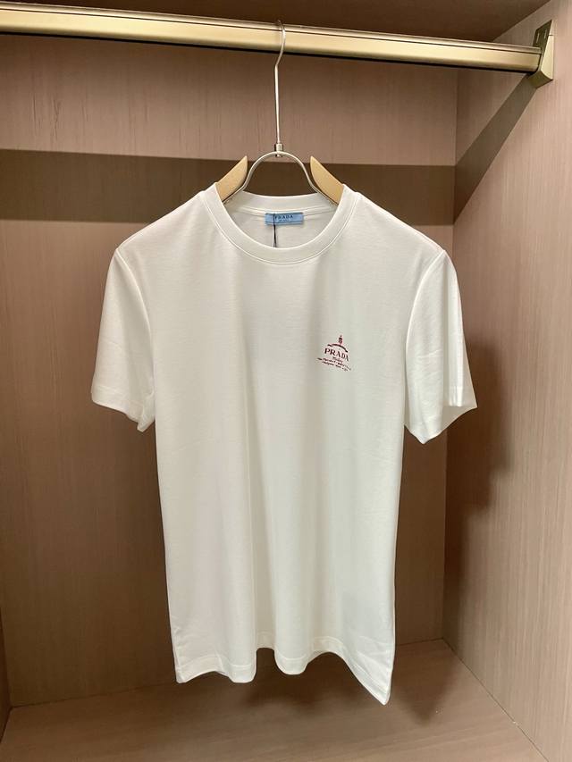 Prad 2025 new round neck short sleeve T-shirt high-end version! Custom-made fabr