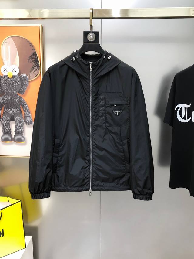 P*Ada Prada 2025 early spring new original men's hooded windbreaker jacket coat