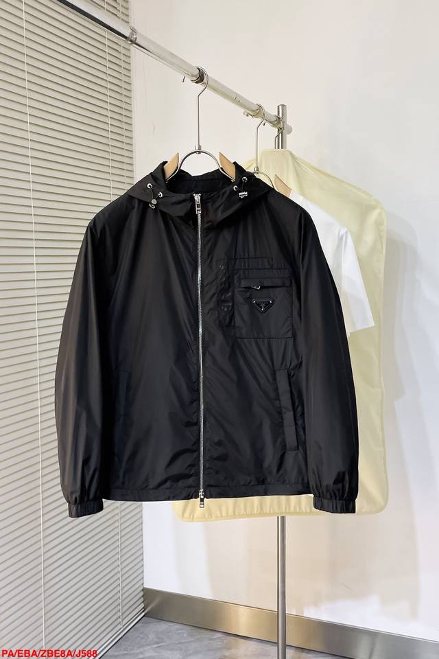 J588 Pa Prada 2025 early spring new original men's hooded official website simul