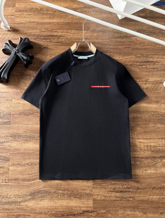 Prada 2025Ss latest short-sleeved T-shirt, original label custom fabric, soft to