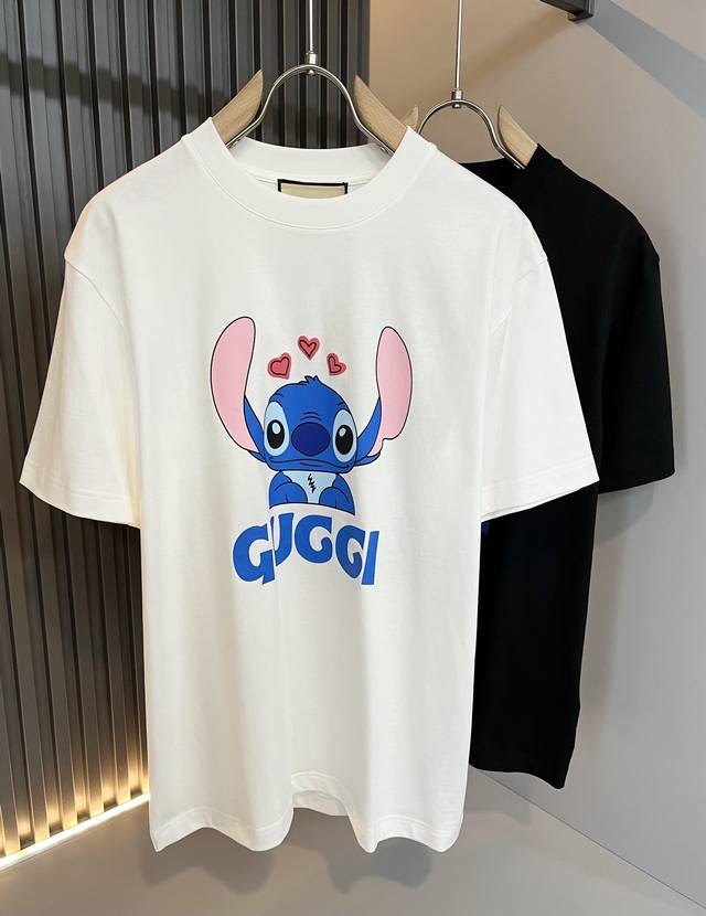 Gucc* Gucc 2025 Spring and Summer new unisex couple casual loose cotton round ne