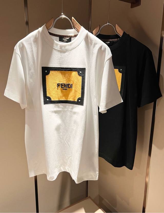 Fen*I Fendi 2025 Spring and Summer new Fd family Ff men's and women's short-slee