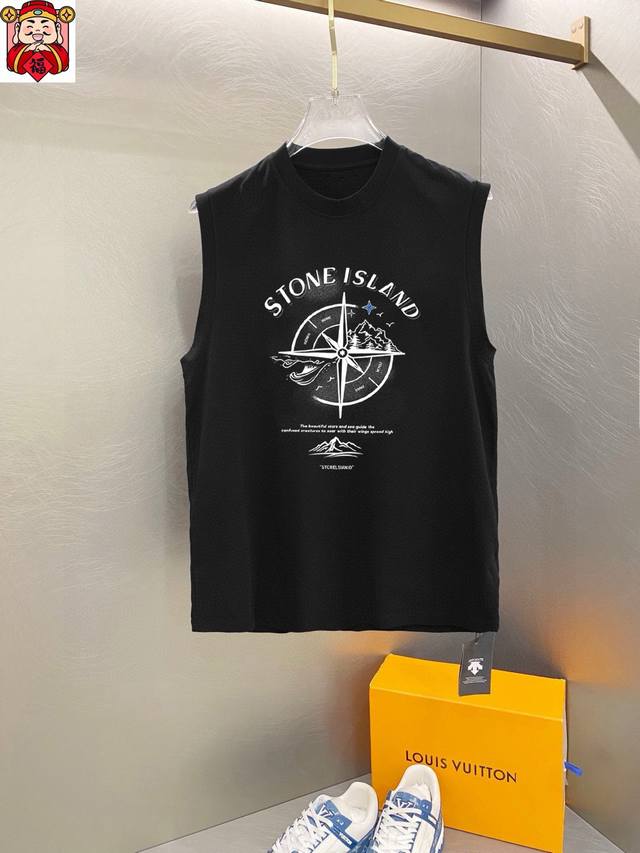 Straight brand Stone Island 2025 summer new vest T-sleeve classic simple style a