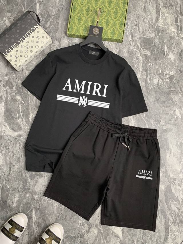 Straight brand Amiri 2025 new men's short-sleeved shorts suit! Official website