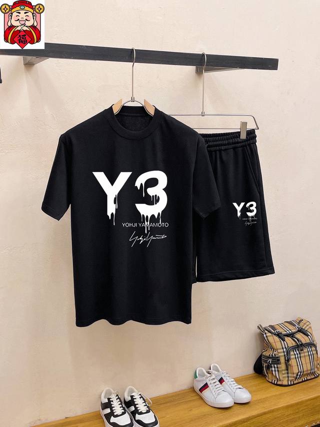 Straight brand Y-3 2025 new men's short-sleeved shorts suit! Sold on the officia