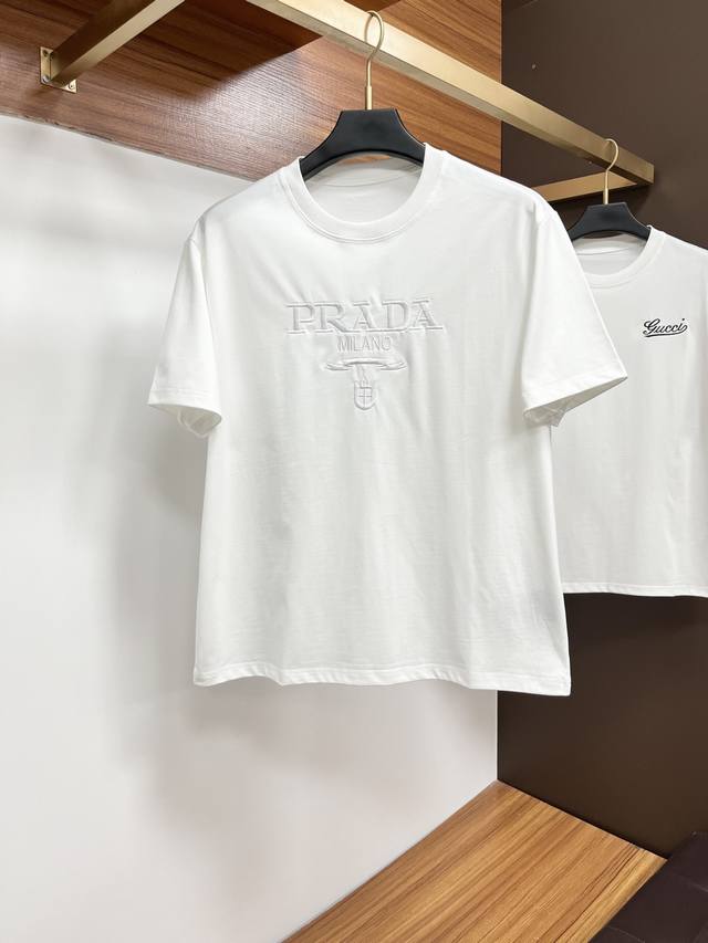 Prada 25 Spring/Summer new arrival brand letter logo short-sleeved T-shirt, Xy c