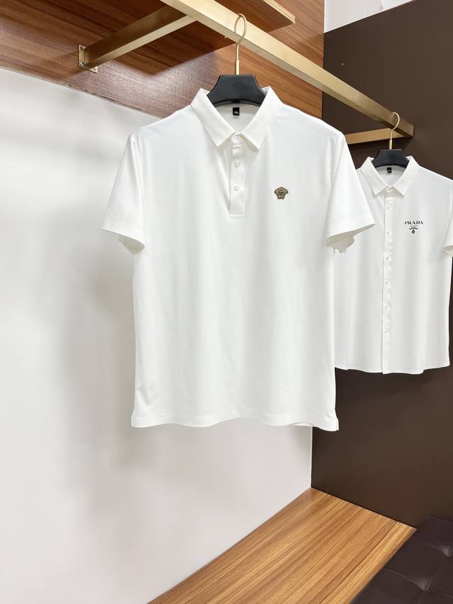 Versace's classic Polo collar design for spring and summer 2025, paired with a s