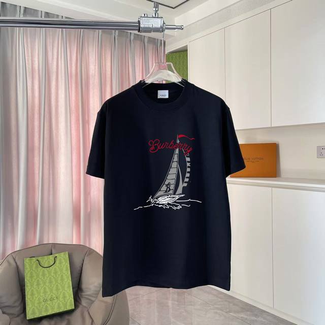 Burberry 2025 summer new personalized letter logo printing custom fabric 300G sh