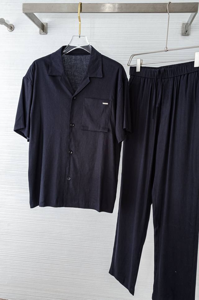 Lp2025Ss Natural Linen Men's Classic Suit# Pants + short sleeves The main design