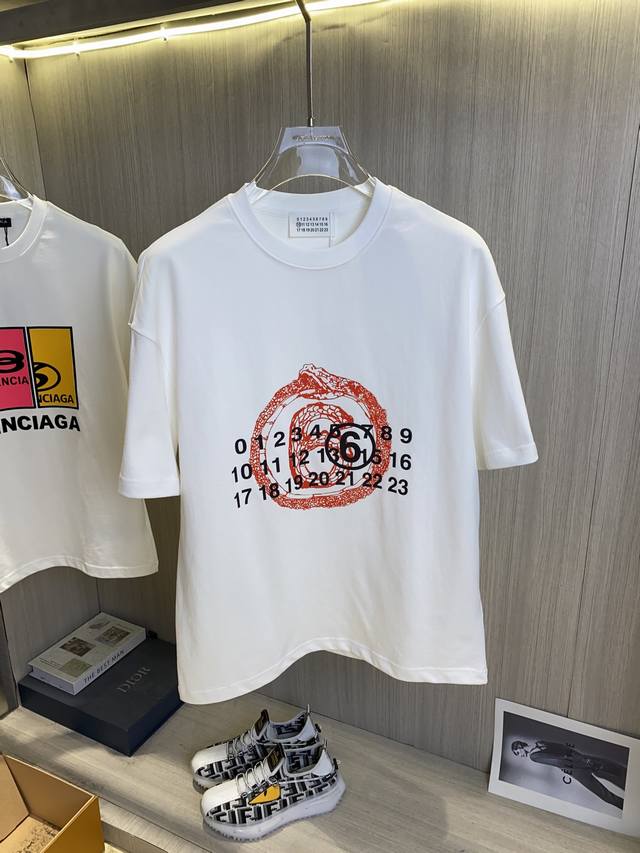 Mm6 Margiela 2025 spring and summer new high-weight heavy round neck short-sleev