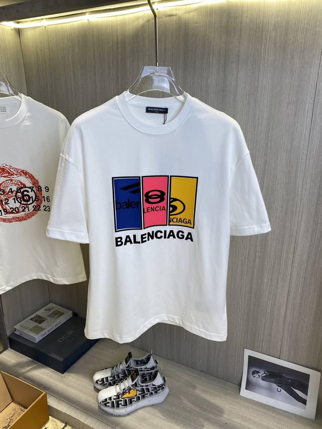 Balenciaga 2025 spring and summer new high-weight heavy round neck short-sleeved