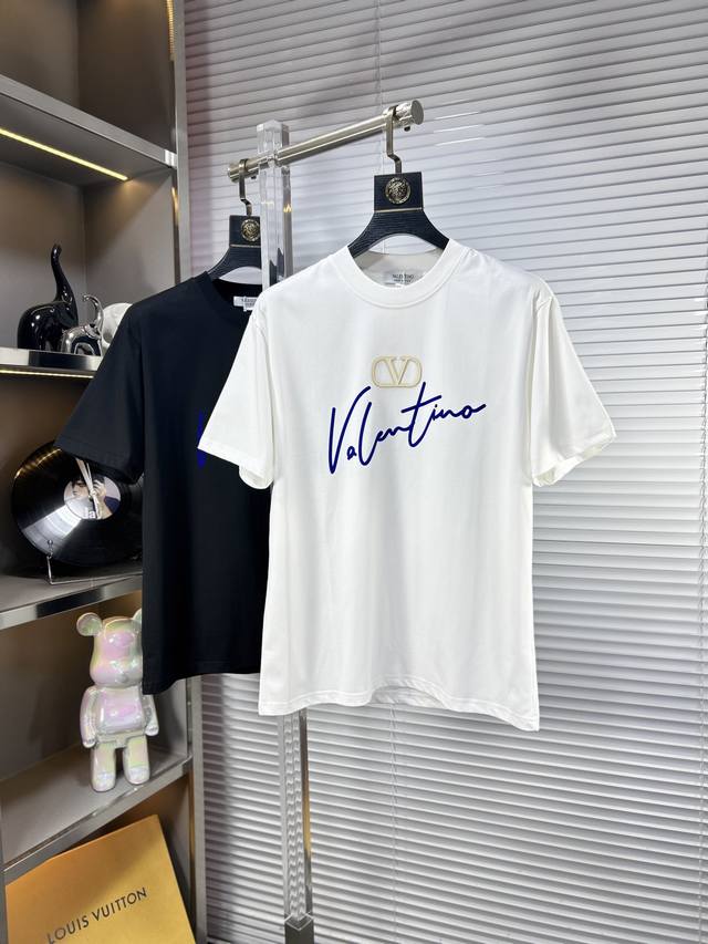Vale* Valentino Ss25 new summer short sleeves, top pattern logo, handsome and fa