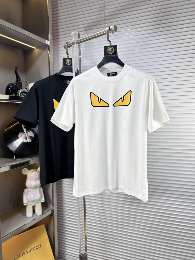 Fend* Fendi SS25 new summer short sleeves, top pattern logo, handsome and fashio