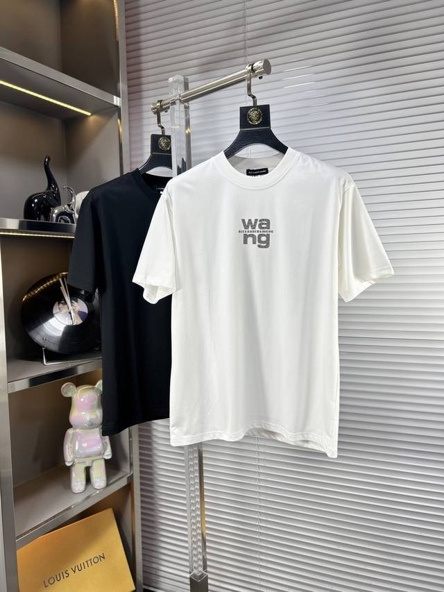 Wang*Alexander Ss25 new summer short sleeves, top pattern logo, handsome and fas
