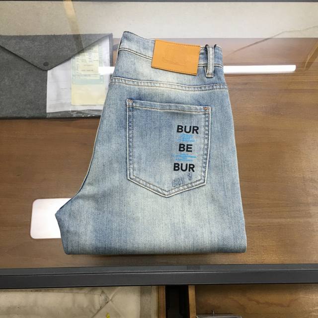 New denim Burber..Y 2025Ss latest men's denim trousers, fine spinning custom-mad