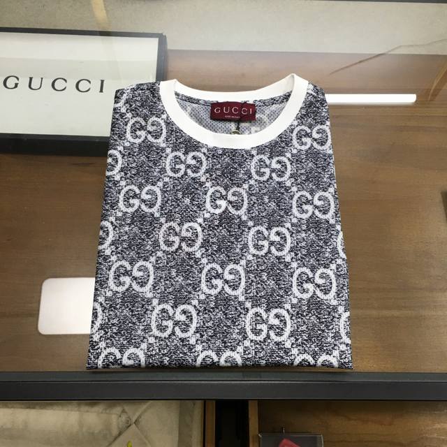 New Gu.Ci 25 Spring and Summer new short-sleeved casual hollow mesh cotton short