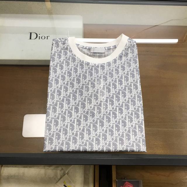 New Dio..R 25 Spring and Summer new short-sleeved casual hollow mesh cotton shor